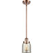 Ballston Bell LED 5 inch Antique Copper Mini Pendant Ceiling Light, Small Bell