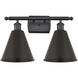 Ballston Cone 2 Light 18 inch Matte Black Bath Vanity Light Wall Light