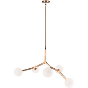 Rami 5 Light 29 inch Aged Gold Brass Pendant Ceiling Light in Aged Gold Brass and Opal Glass