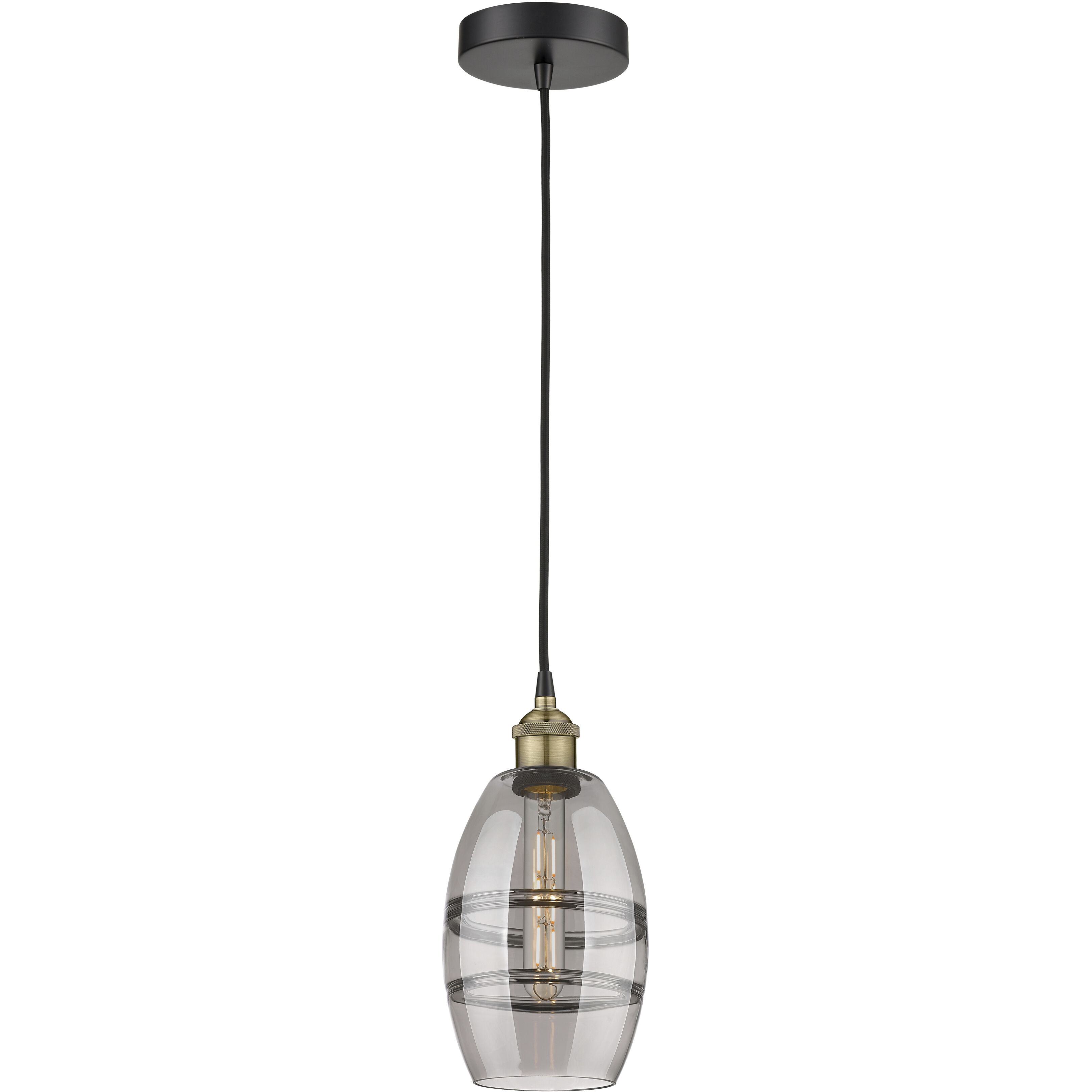 Edison Vaz 1 Light 5.88 inch Black Antique Brass Cord Hung Mini Pendant Ceiling Light