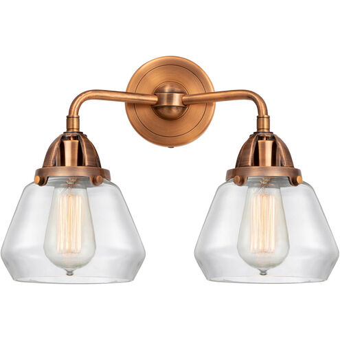 Nouveau 2 Fulton 2 Light 15 inch Antique Copper Bath Vanity Light Wall Light in Clear Glass