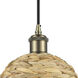 Woven Rattan 1 Light 8 inch Antique Brass Pendant Ceiling Light