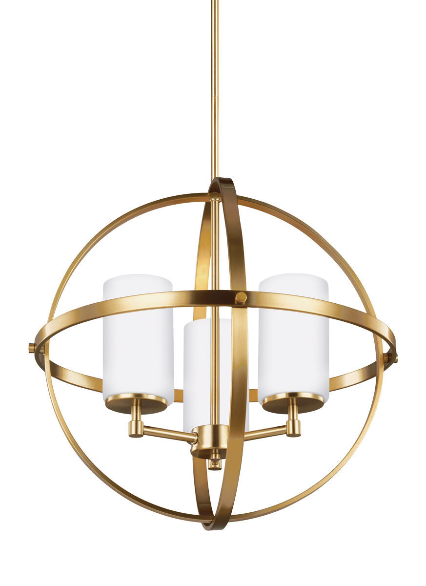 Alturas 3 Light 19 inch Satin Brass Chandelier Ceiling Light