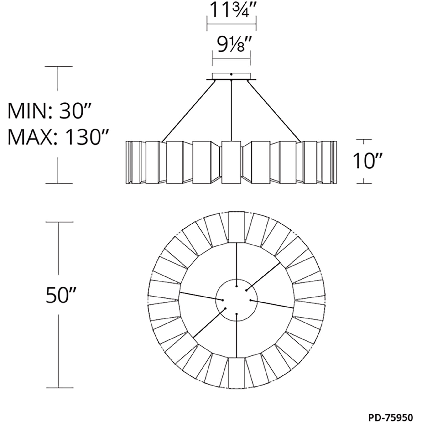 Chronos LED 50 inch Aged Brass Chandelier Ceiling Light in 50in.