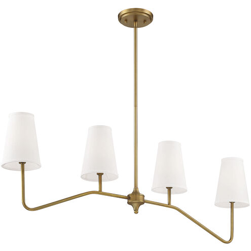 Modern 4 Light 40 inch Natural Brass Linear Chandelier Ceiling Light