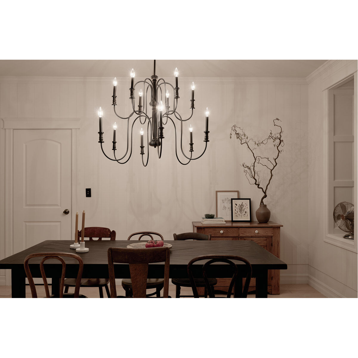 Homestead Karthe 12 Light 42 inch Black Chandelier Ceiling Light, Karthe