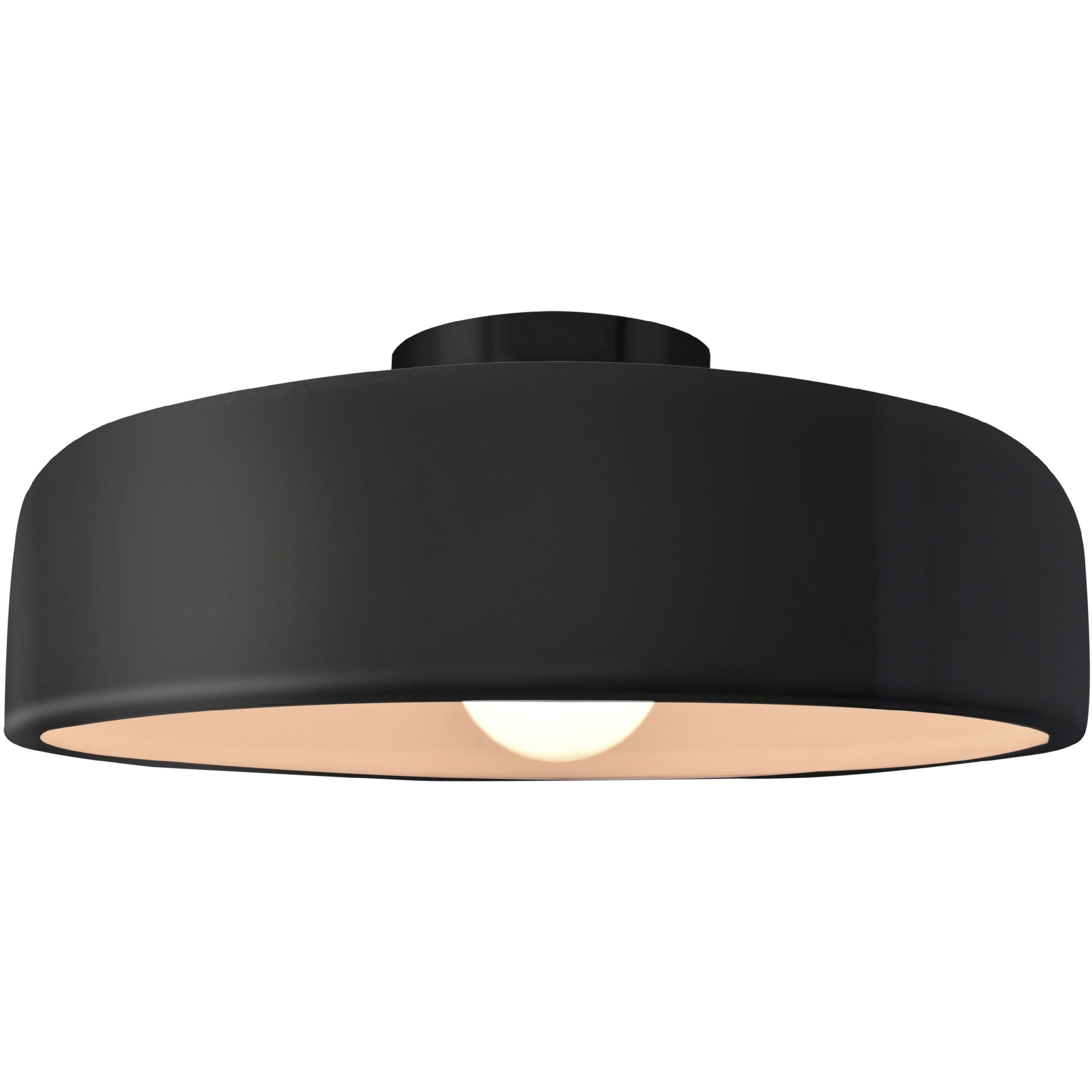 Radiance Collection - Spire LED 16 inch Gloss Black and Matte Black Semi-Flush Ceiling Light in Dedicated LED, 16W x 6.5H, Form+Finish+Function