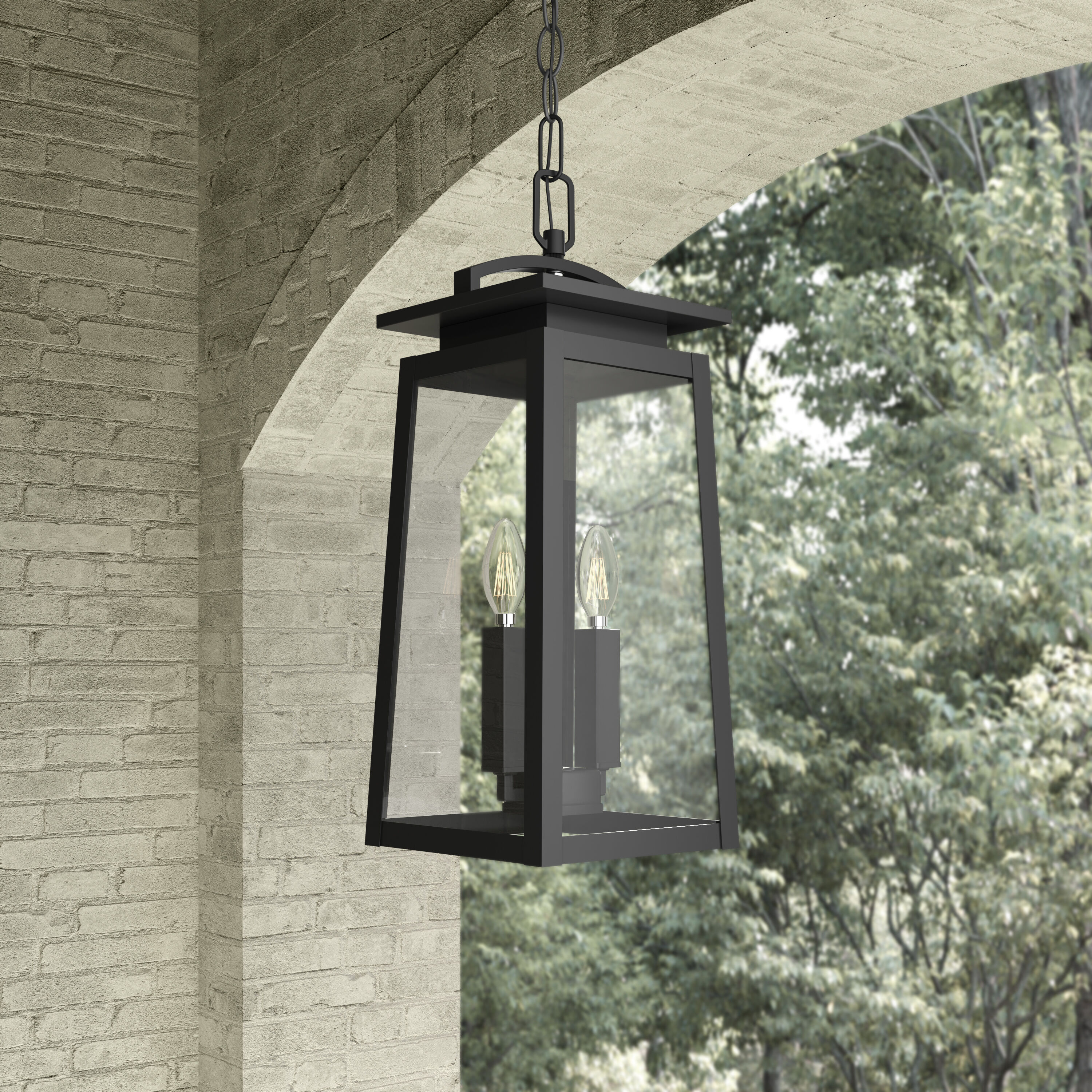 Kendrix 2 Light 7.5 inch Powder Coated Black Outdoor Hanging Lantern