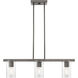 Clarion 3 Light 30 inch Black Chrome Linear Chandelier Ceiling Light