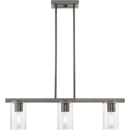 Clarion 3 Light 30 inch Black Chrome Linear Chandelier Ceiling Light