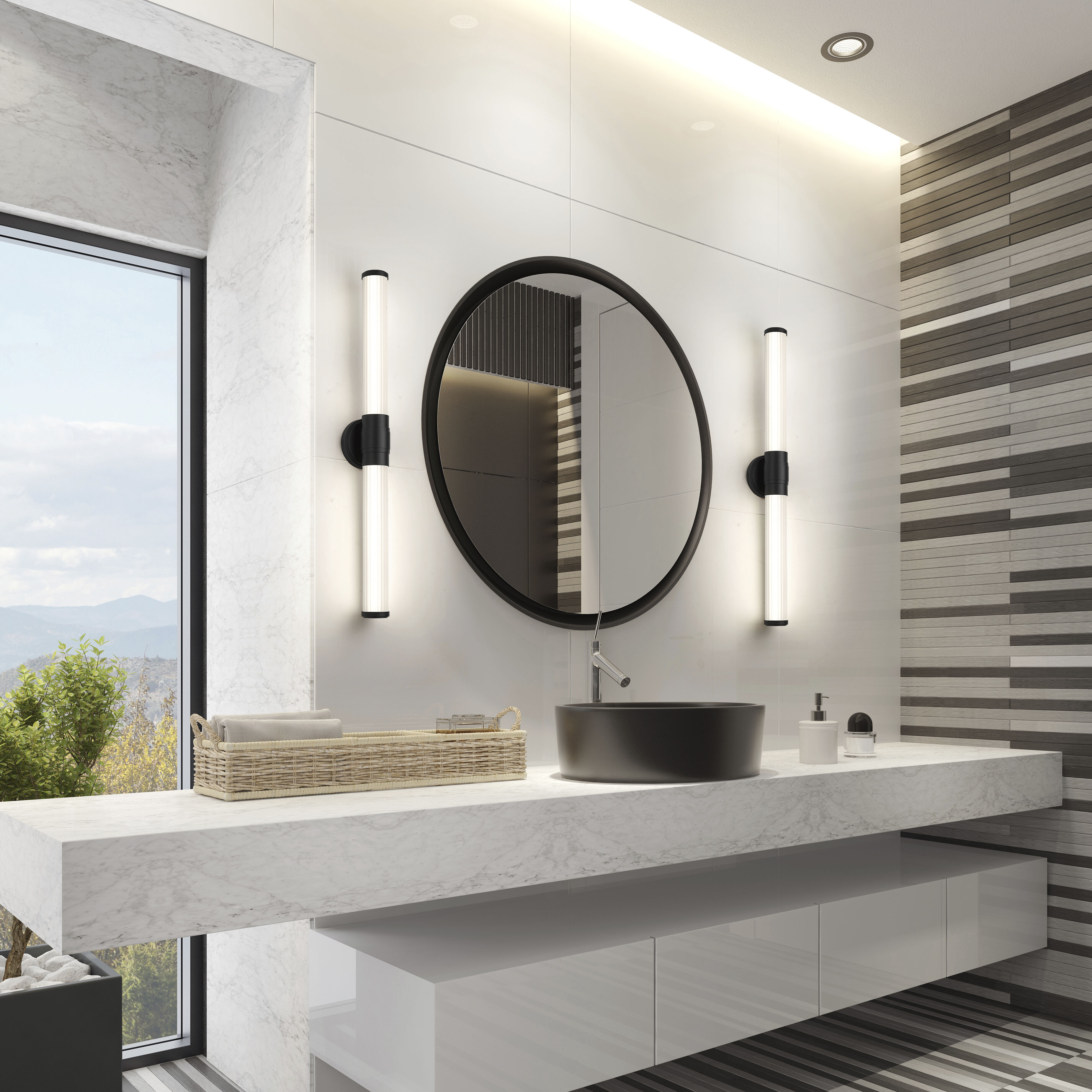 Warwick LED 32.5 inch Matte Black Bath Vanity Wall Light