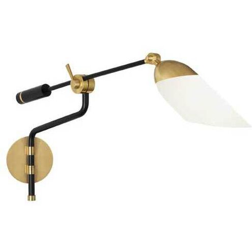 Ferdinand 13 inch 60.00 watt Matte Black Painted / Modern Brass Wall Swinger Wall Light