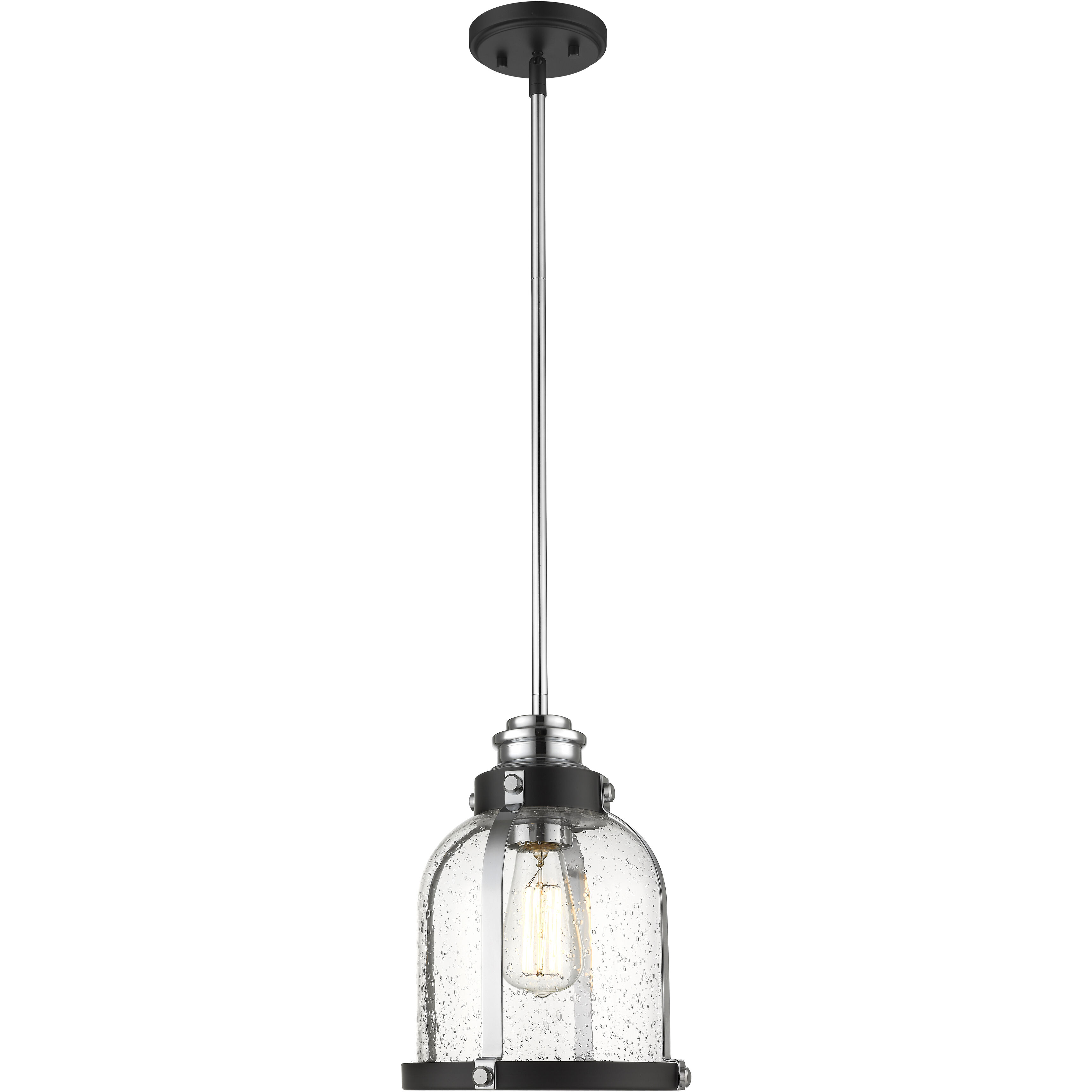 Burren 1 Light 8.75 inch Matte Black and Chrome Pendant Ceiling Light
