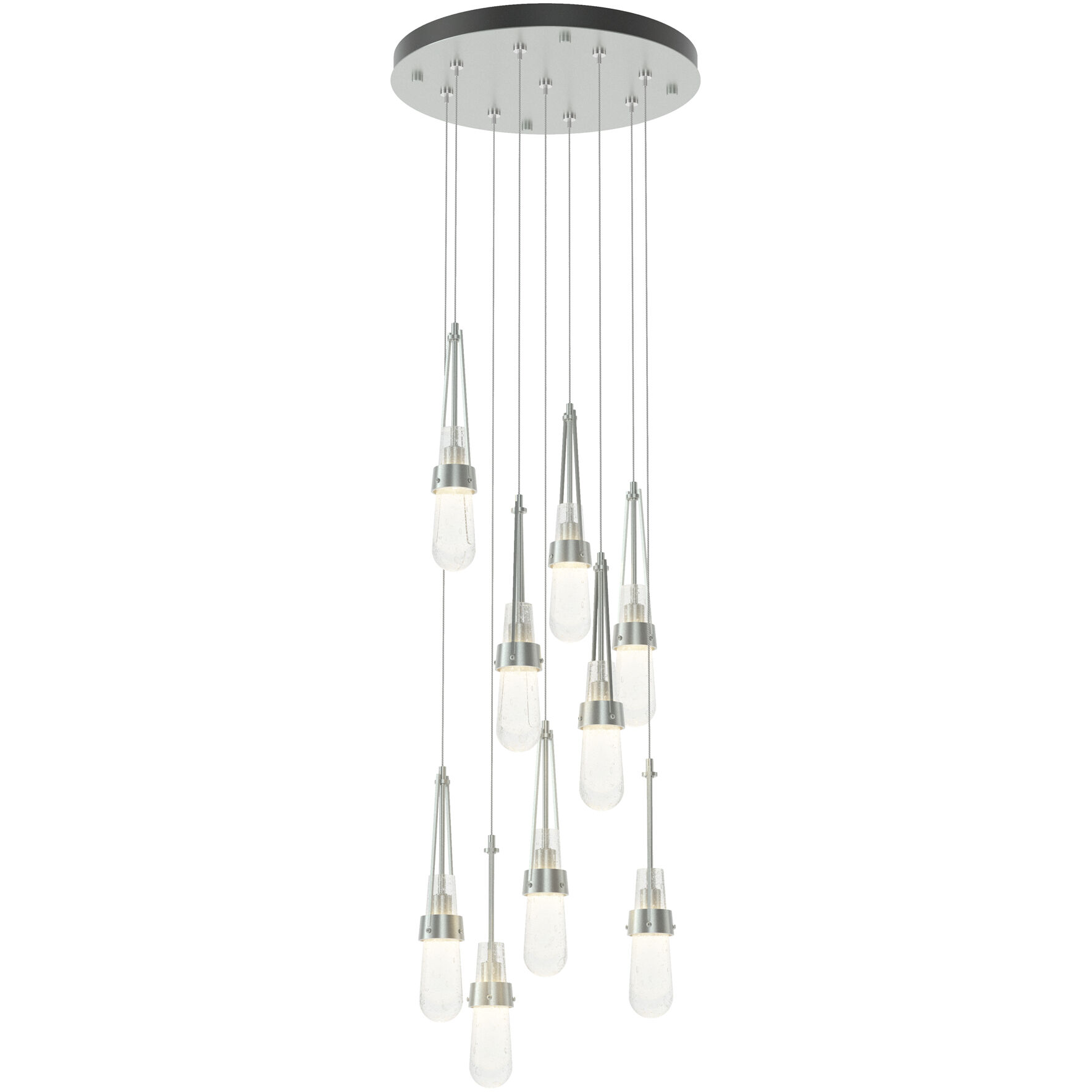 Link 9 Light 20.5 inch Vintage Platinum Pendant Ceiling Light in Clear Bubble, Round