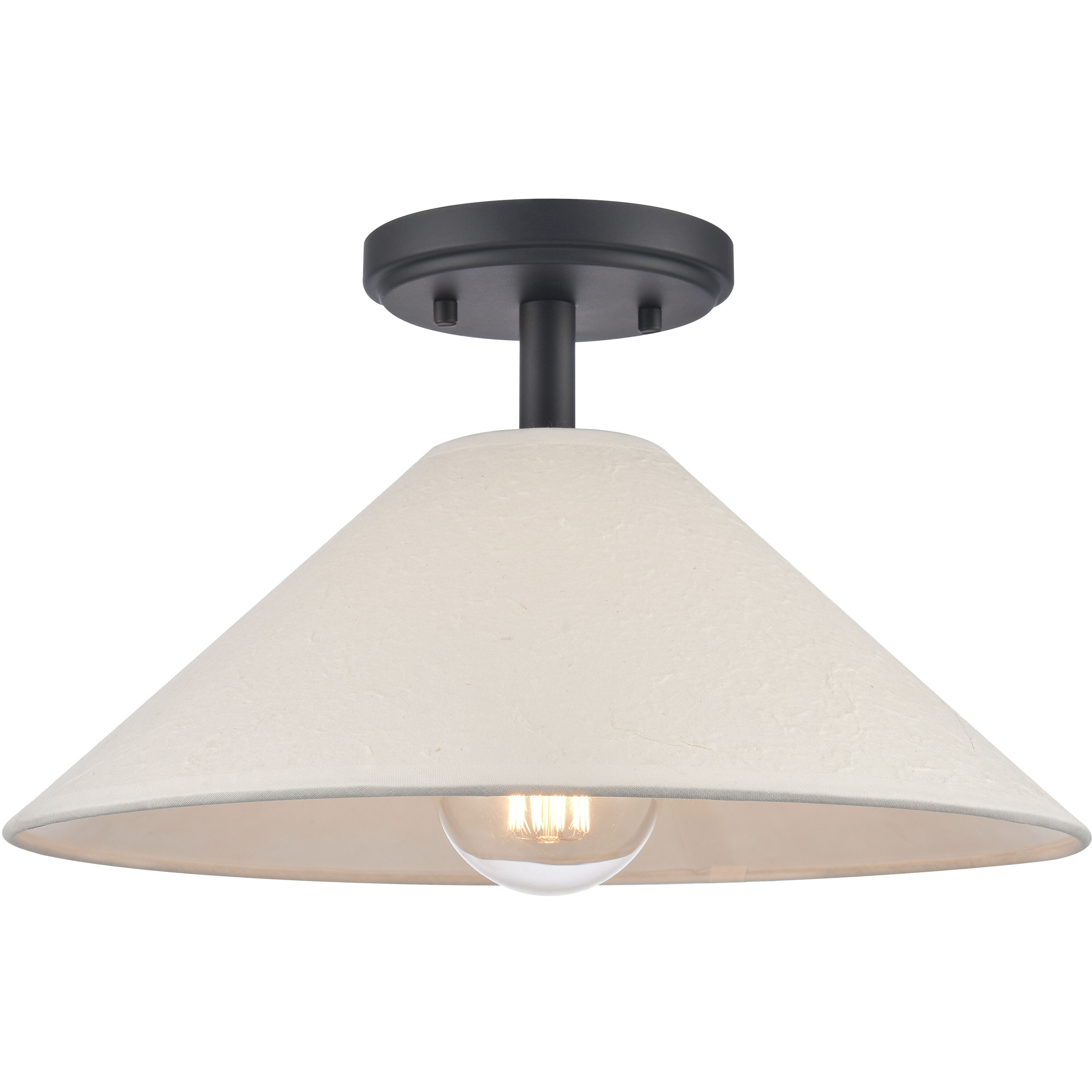 Rydell 1 Light 14 inch Matte Black Semi Flush Mount Ceiling Light