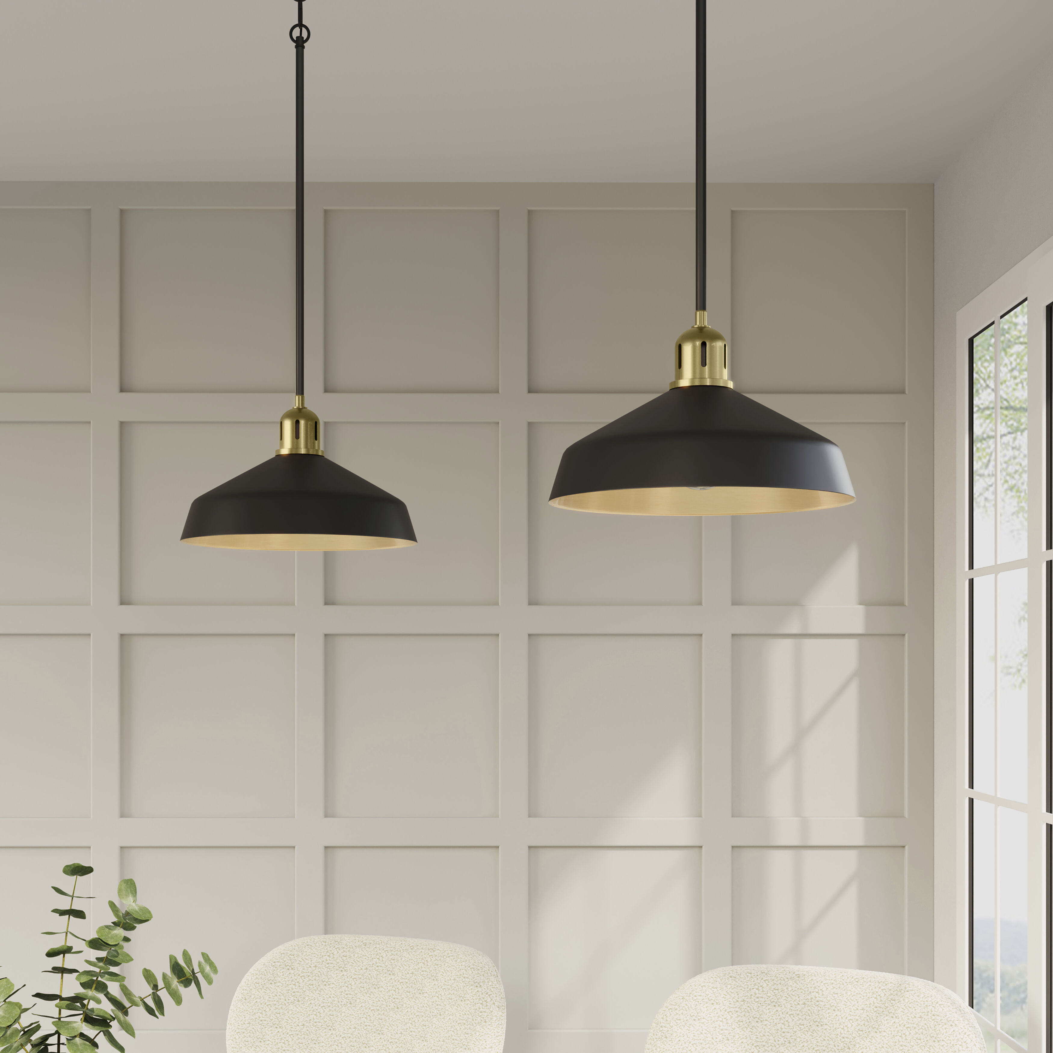 Axlen 1 Light 12 inch Matte Black and Vintage Brass Pendant Ceiling Light