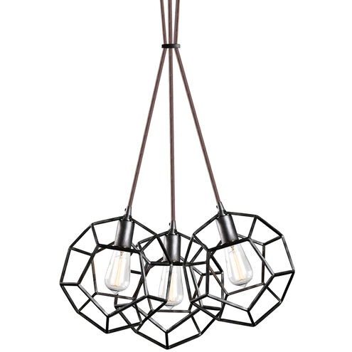 Geometry Series 3 Light 4 inch Rusty Black Pendant Ceiling Light