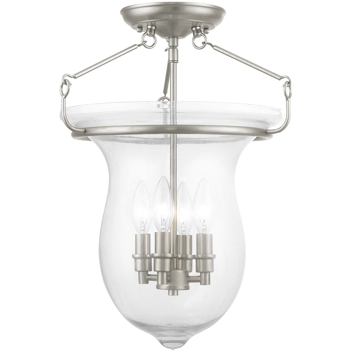 Canterbury 4 Light 14 inch Brushed Nickel Semi-Flush Mount Ceiling Light