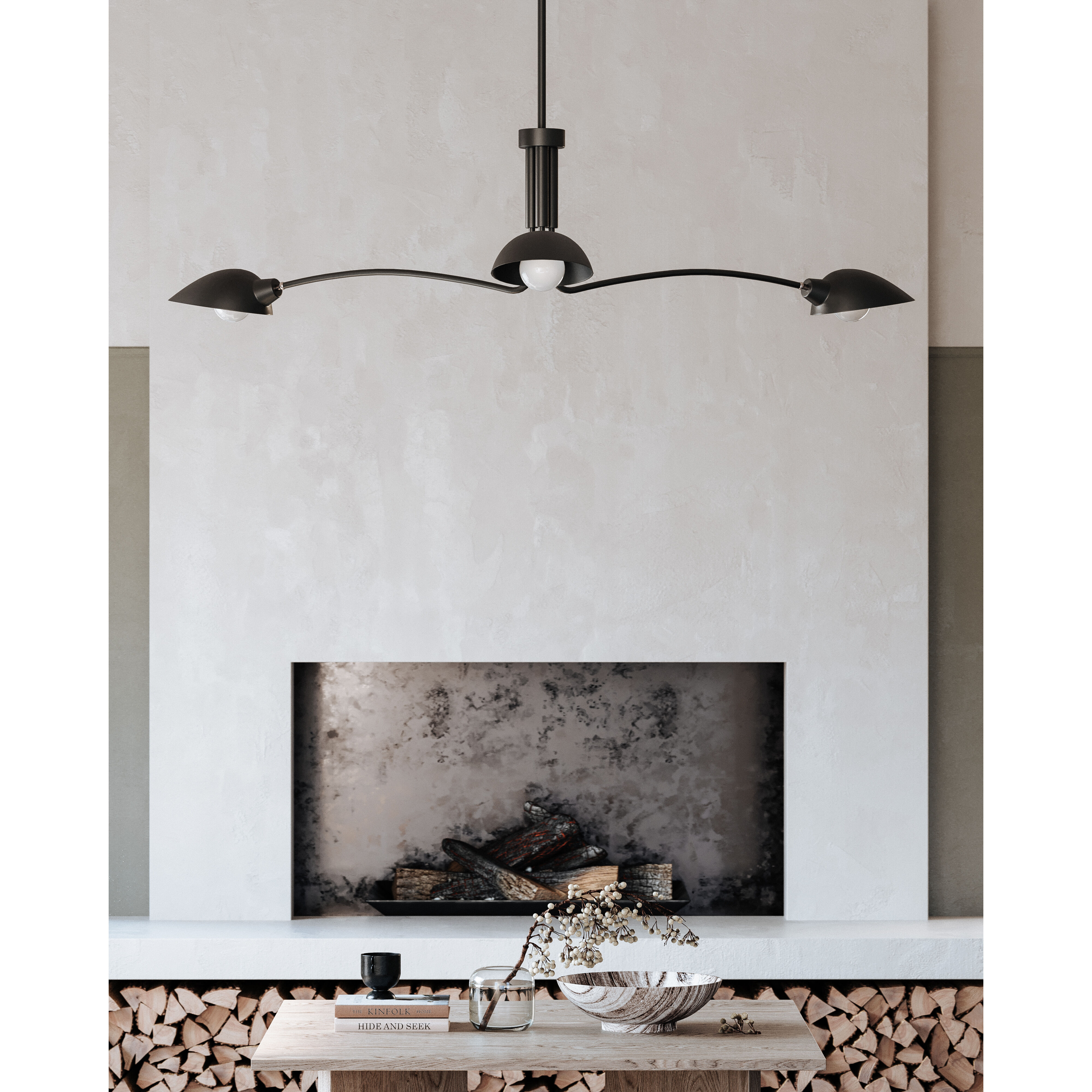 Leo 3 Light 68.8 inch Satin Black Pendant Ceiling Light