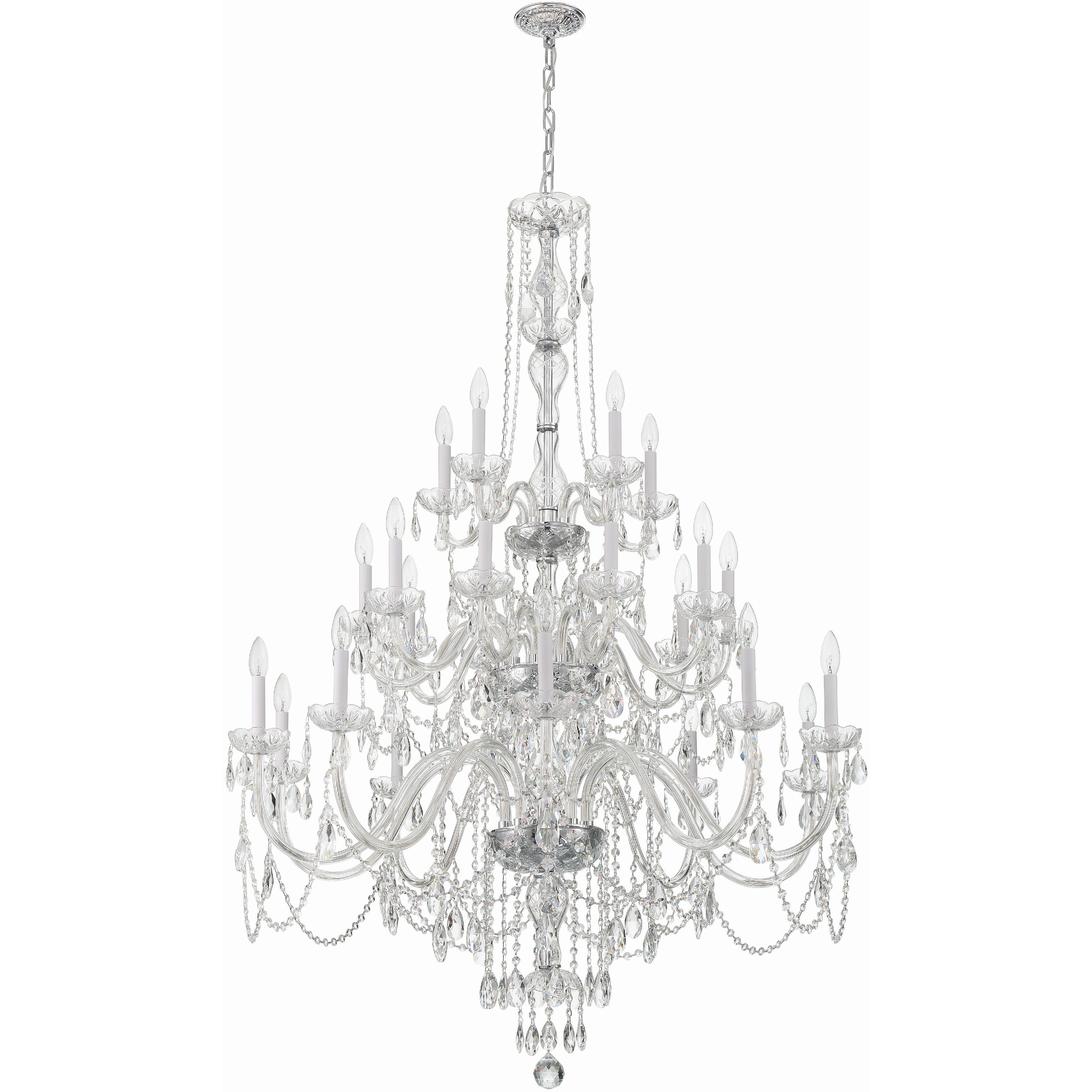 Traditional Crystal 25 Light 45 inch Polished Chrome Chandelier Ceiling Light