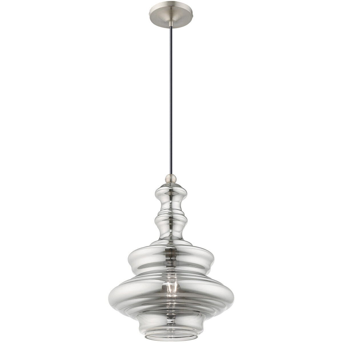 Art Glass 1 Light 12 inch Brushed Nickel Mini Pendant Ceiling Light