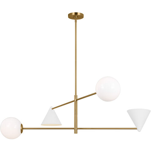 AERIN Cosmo 4 Light 48 inch Matte White and Burnished Brass Chandelier Ceiling Light in Matte White / Burnished Brass