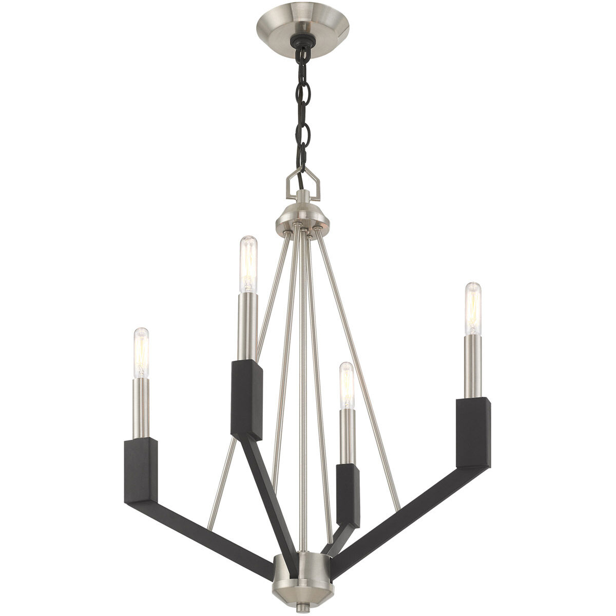 Beckett 4 Light 18 inch Brushed Nickel & Black Mini Chandelier Ceiling Light