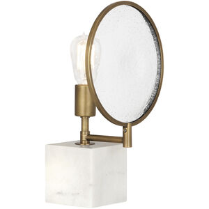 Fineas 15 inch 150 watt Aged Brass Accent Lamp Portable Light in Alabaster Stone