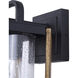 Aki 1 Light 12 inch Black and Wood Outdoor Wall Lantern