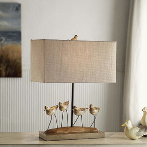 Shore Birds 23 inch 100 watt Antique Wood and Black Table Lamp Portable Light