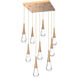 Rain Drop LED 26.8 inch Novel Brass Chandelier Ceiling Light in 2700K LED, Multi-Port