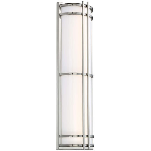 Skyscraper LED 27 inch Stainless Steel Outdoor Wall Light in 3000K, 27in., Silver Leaf