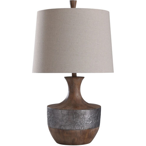 Darley 30 inch 150 watt Silver and Chestnut and Taupe Table Lamp Portable Light