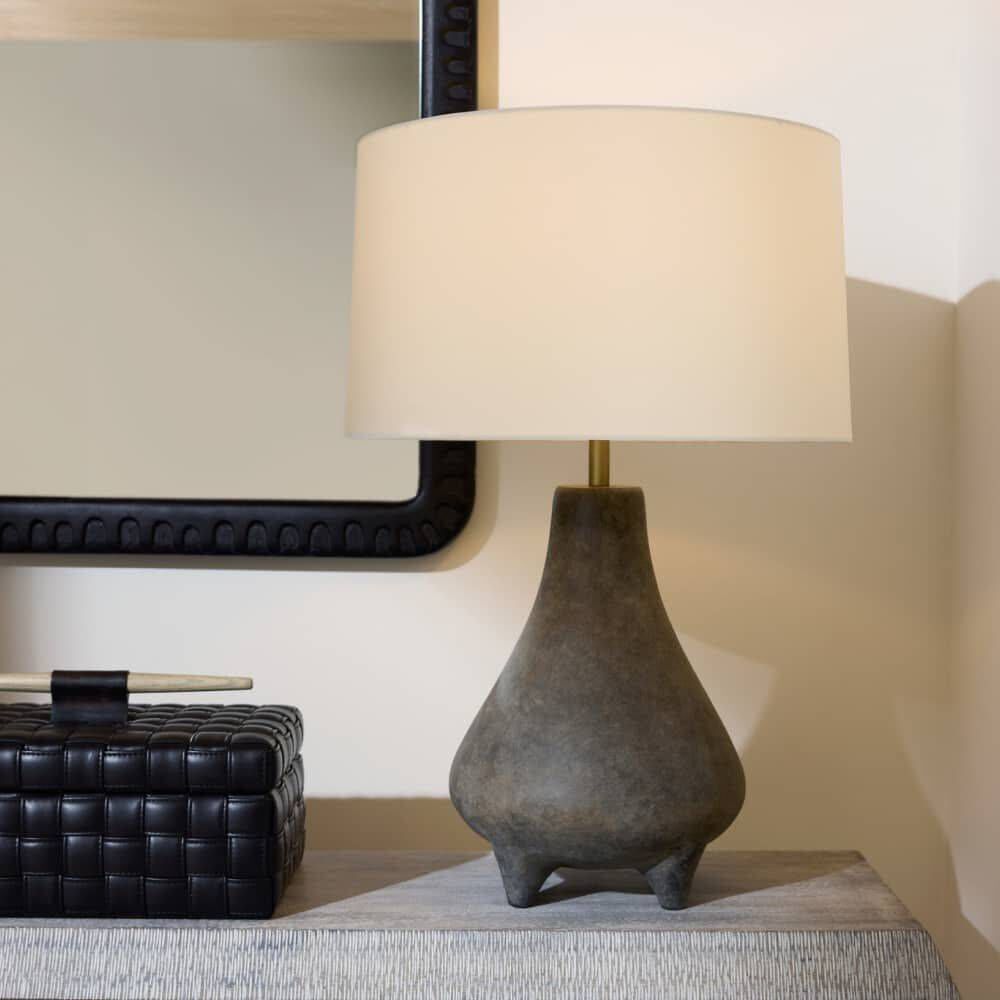 Granada 28 inch 60.00 watt Rhino and Antique Brass Lamp Portable Light