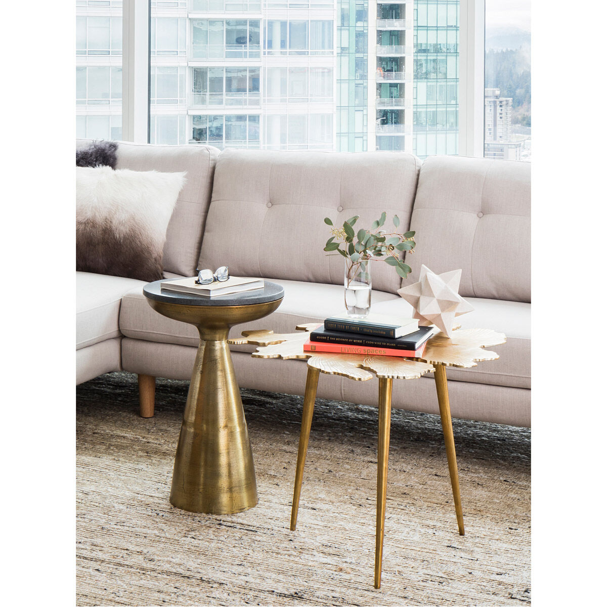 Amoeba 28 X 24 inch Gold Side Table
