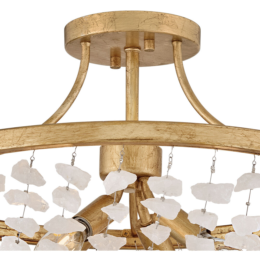 Myra 4 Light 18 inch Distressed Brass Semi-flush Mount Ceiling Light