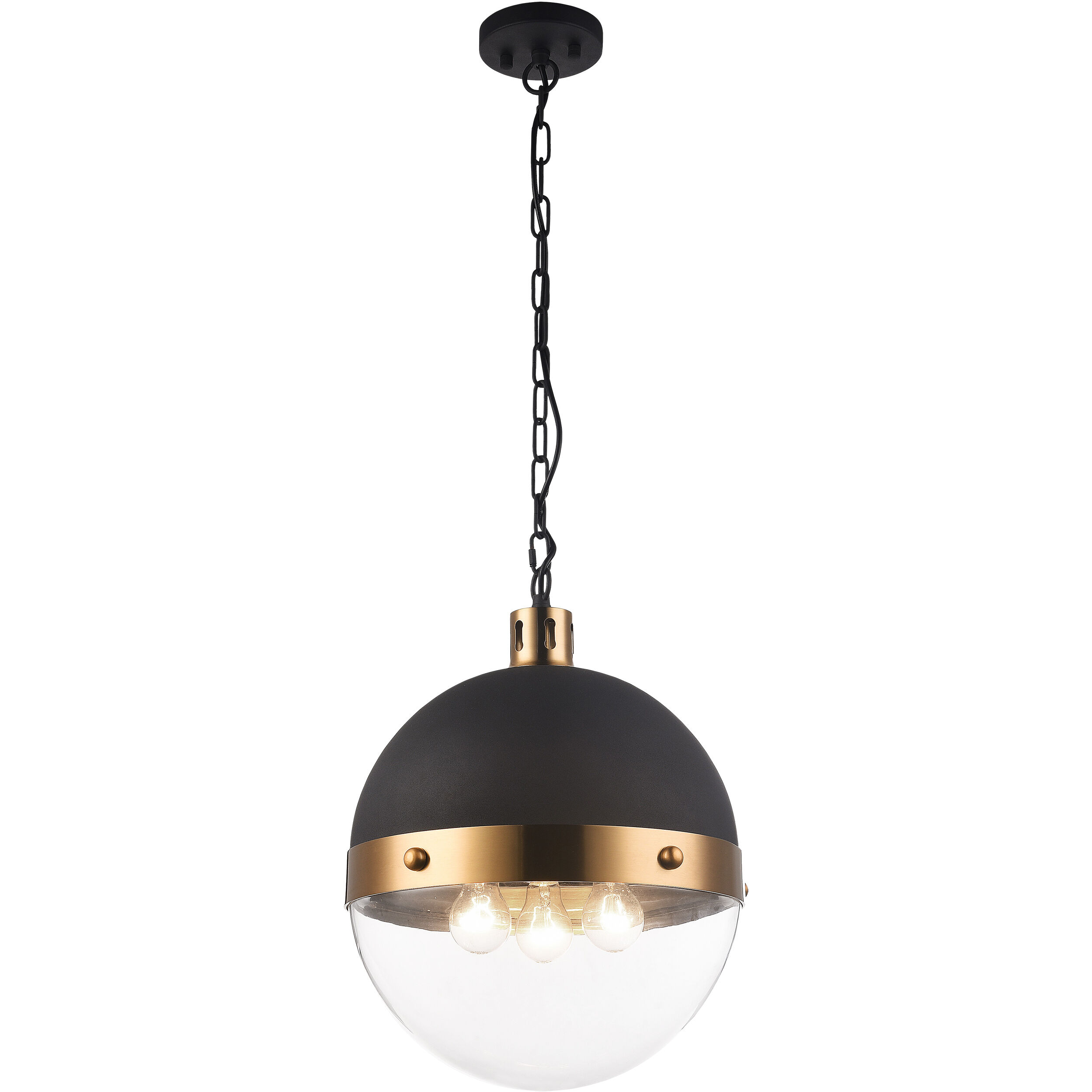 Torino 3 Light 14 inch Aged Gold Brass Pendant Ceiling Light in Aged Gold Brass and Clear