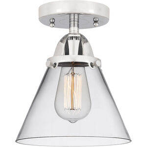 Nouveau 2 Large Cone LED 7.75 inch Polished Chrome Semi-Flush Mount Ceiling Light in Clear Glass