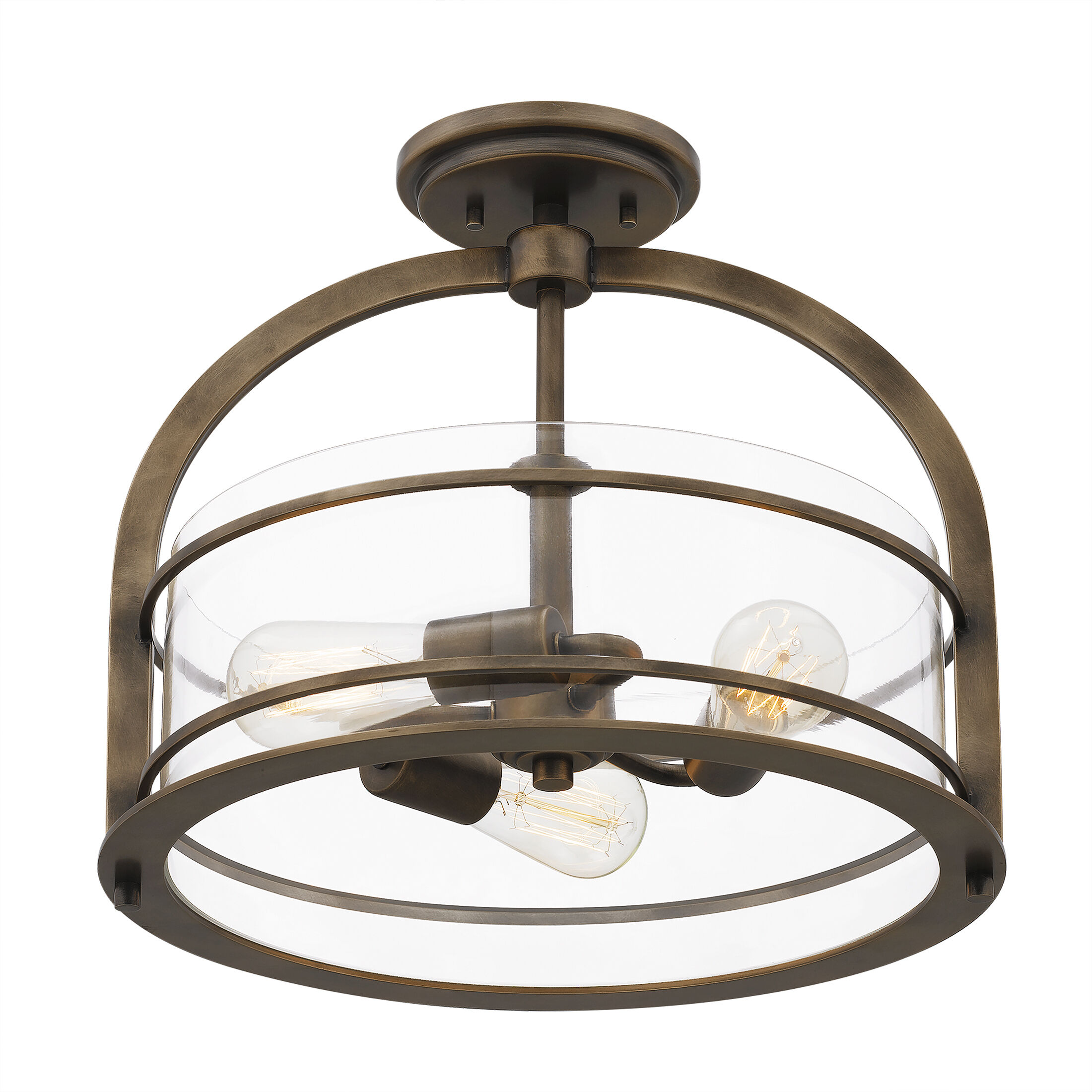 Toscana 3 Light 15.5 inch Statuary Bronze Semi-Flush Mount Ceiling Light