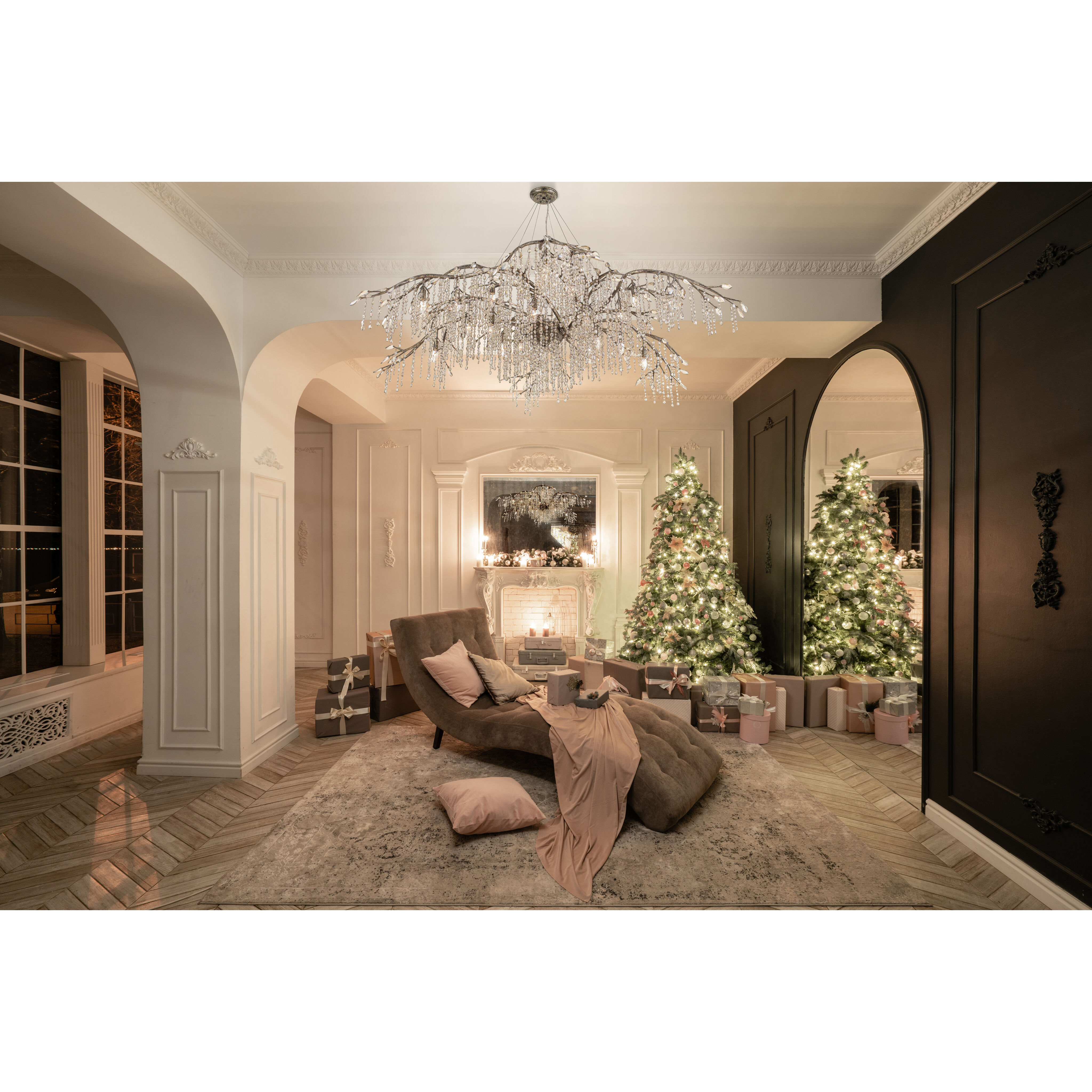 Autumn Twilight 80 inch 60.00 watt Mystic Gold Chandelier Ceiling Light, Large