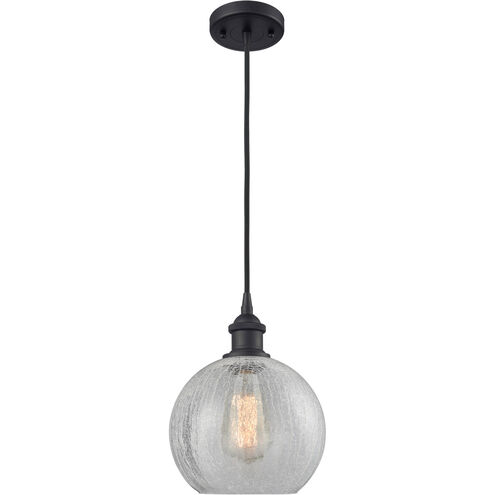 Ballston Athens 1 Light 8 inch Matte Black Mini Pendant Ceiling Light in Clear Crackle Glass, Ballston