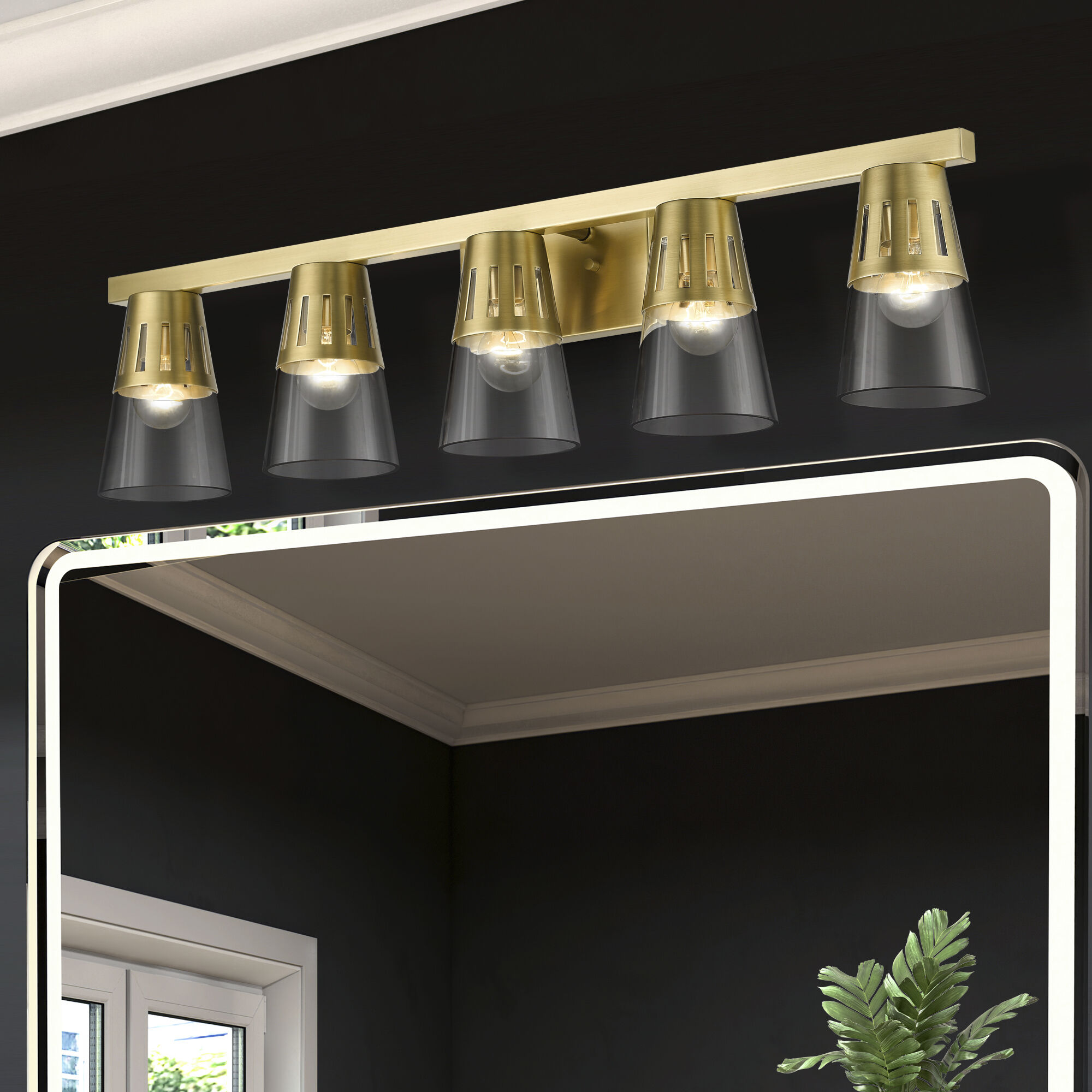 Bennington 5 Light 35.75 inch Natural Brass Large Vanity Sconce Wall Light