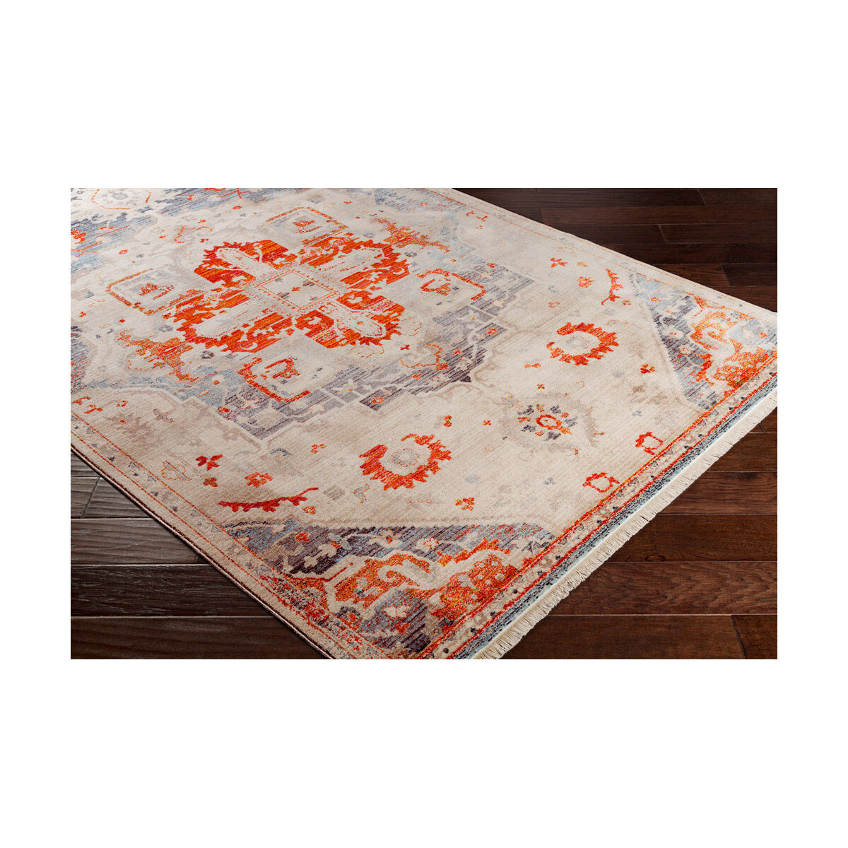 Ephesians 67 X 47 inch Burnt Orange/Bright Red/Aqua/Rose/Saffron/Cream Rugs, Rectangle