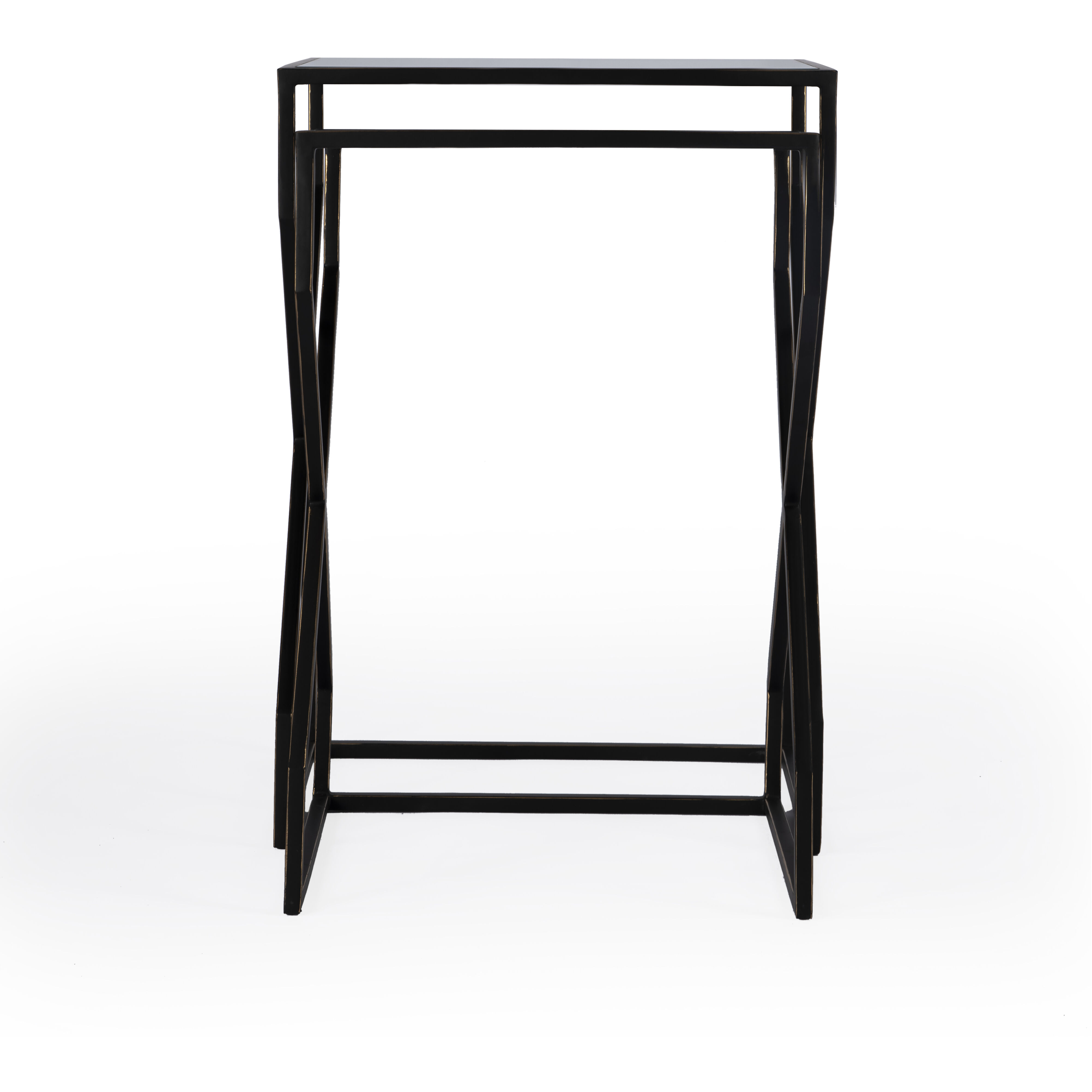 Demi Modern Mirrored Nesting Tables in Black