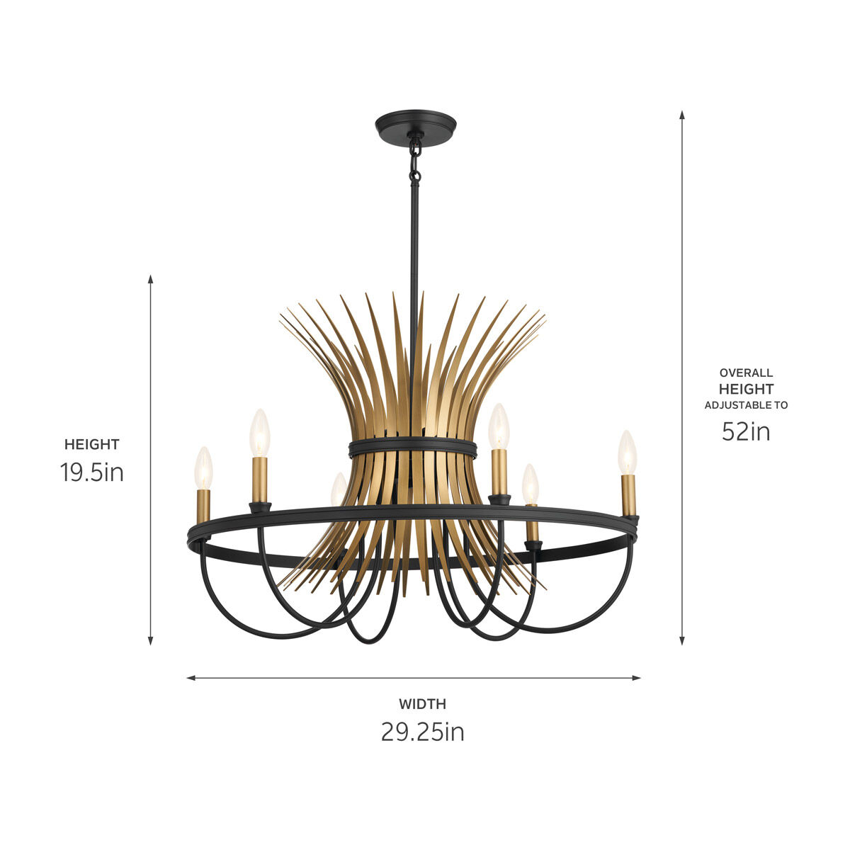 Homestead Baile 6 Light 29 inch Black Chandelier Ceiling Light, Baile 