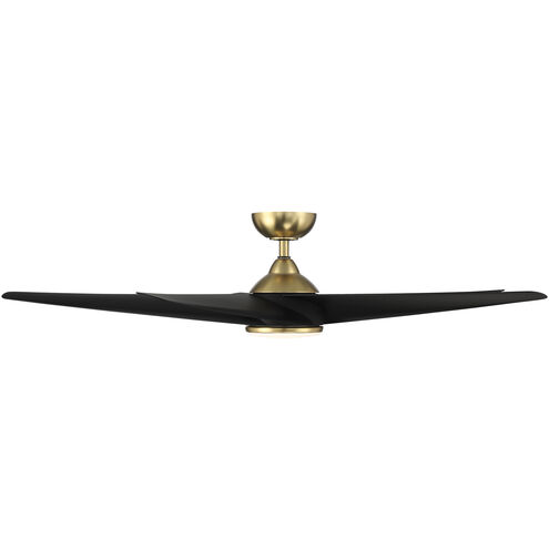 Viper 60 inch Soft Brass Matte Black with Matte Black Blades Downrod Ceiling Fans, Smart Fan