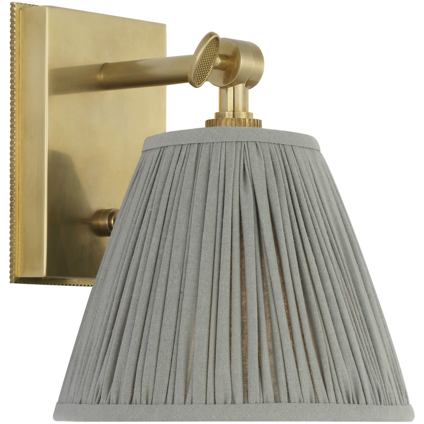 Marie Flanigan Wimberley LED 6 inch Soft Brass Bedside Wall Light in Blue Linen Pleated