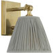 Marie Flanigan Wimberley LED 6 inch Soft Brass Bedside Wall Light in Blue Linen Pleated