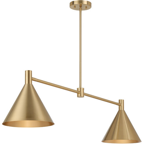 Pharos 2 Light 50 inch Noble Brass Linear Chandelier Ceiling Light