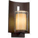 Fusion LED 12.75 inch Brushed Nickel Outdoor Wall Sconce in 700 Lm LED, Almond Fusion